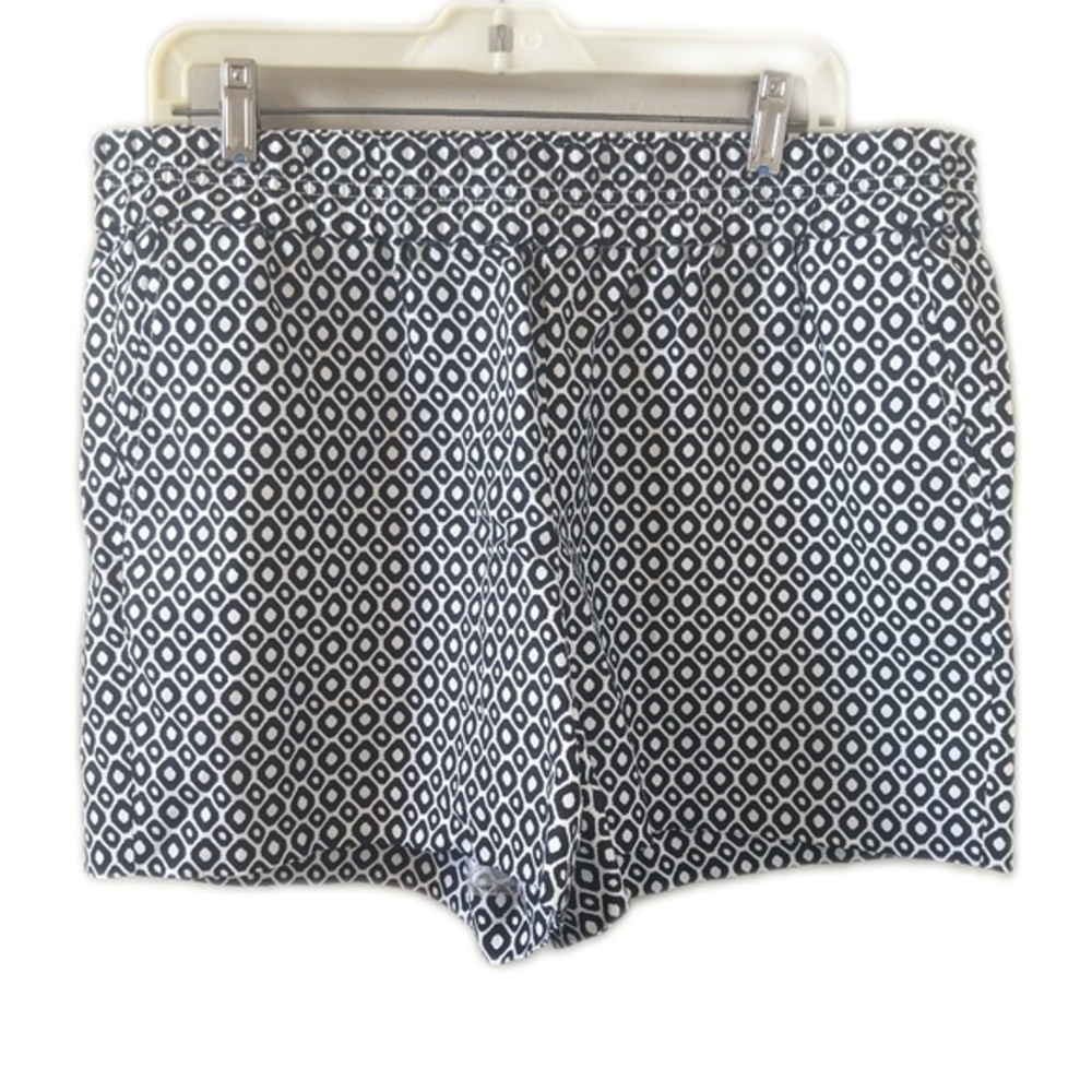 J. Crew linen cotton blend pull on shorts - black & white design - EUC - 14